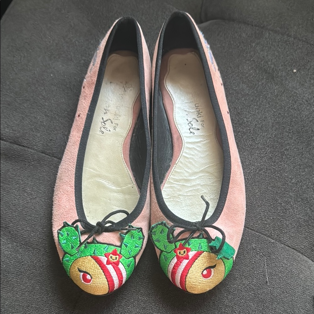 Pink Embroidered Ballet Flats